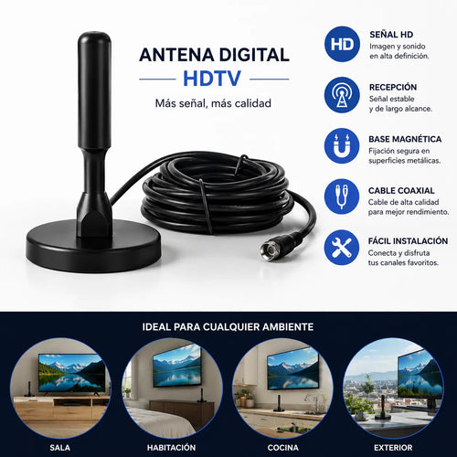 Antena De TV Magnética Portátil TvMax™ [TRANSMITE TODOS LOS CANALES EN FULL HD 4K]
